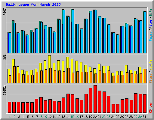 Daily usage for March 2025
