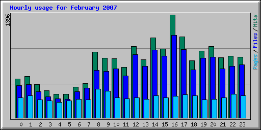 Hourly usage for February 2007