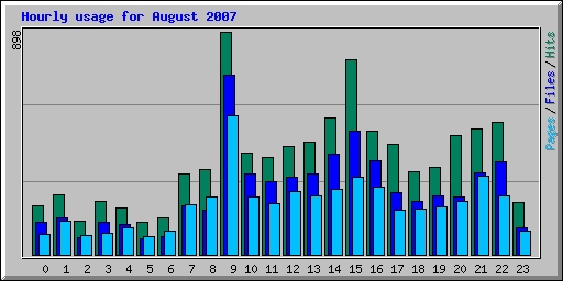 Hourly usage for August 2007