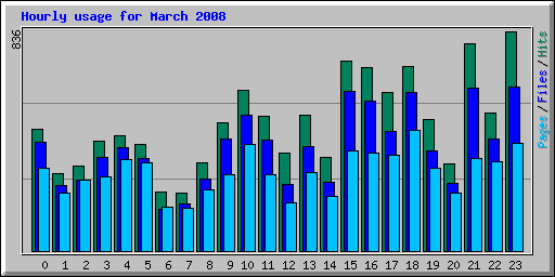 Hourly usage for March 2008