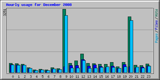 Hourly usage for December 2008